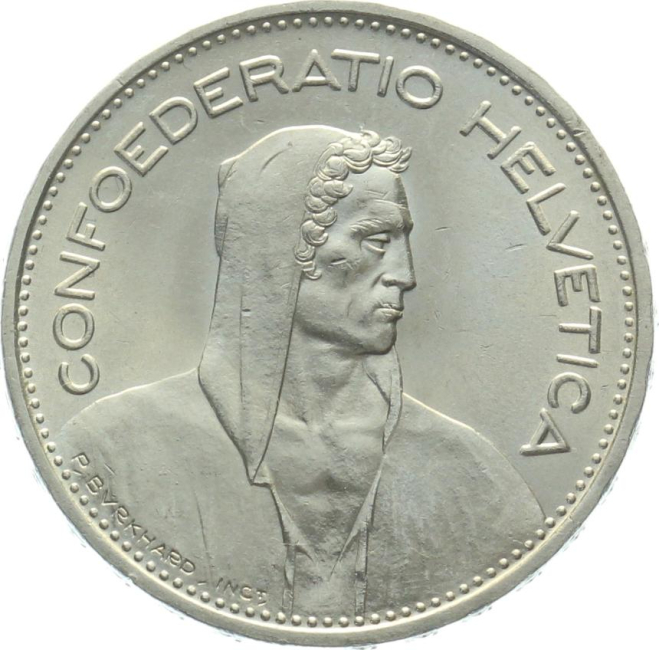 5 Franken 1937 B - vorzüglich